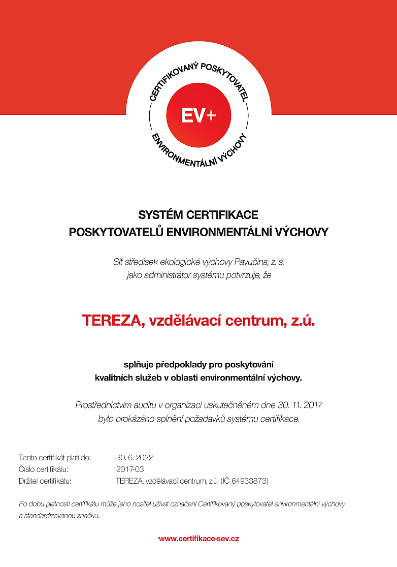 Máme certifikát EV+